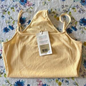 Sezane Pamela Light Yellow Ribbed Bodysuit